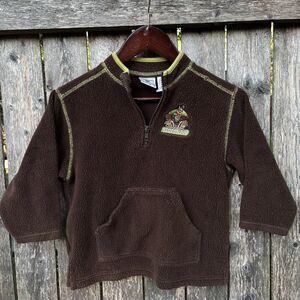 SCOOBY-DOO Vintage 1998 WB Kids Embroidered Brown Fleece Quarter Zip- Size XS